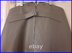 REPRO German Kriegsmarine U-Boat Grey Leather Overpants Sz 30W Operation Seawolf