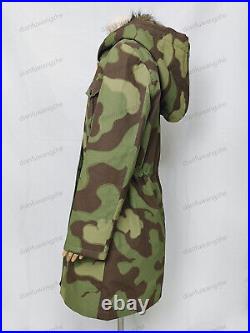 RETRO GERMAN M1943 Elite Italian Camo RABBIT FUR WINTER PARKA COAT SIZE L