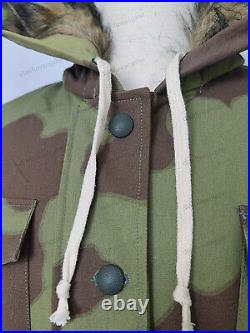 RETRO GERMAN M1943 Elite Italian Camo RABBIT FUR WINTER PARKA COAT SIZE XL
