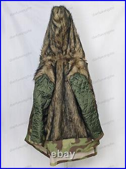 RETRO GERMAN M1943 Elite Italian Camo RABBIT FUR WINTER PARKA COAT SIZE XL