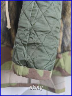 RETRO GERMAN M1943 Elite Italian Camo RABBIT FUR WINTER PARKA COAT SIZE XL