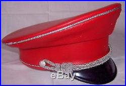 Red Leather German Officers Cap Ww2 Hat Choose Your Size Offizier Leder Kappe