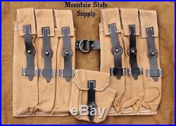 Repro WWII German Afrika Korps MP38 MP40 Tan Canvas Magazine Mag MP-40 Pouch Set