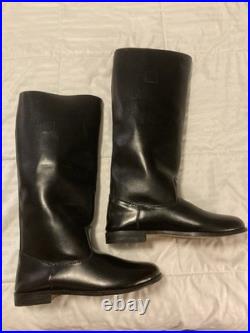 Repro WWII German Elite Officer Leather Tall Boots Size 10 NEW Black WW2