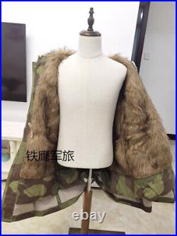 Repro Ww2 German Italian Camo M44 Jacket Rabbit Fur Winter Parka Great Coat L