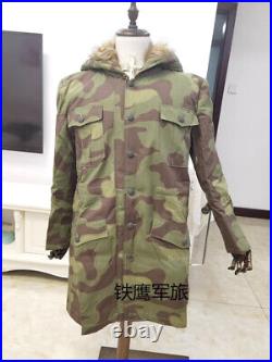 Repro Ww2 German Italian Camo M44 Jacket Rabbit Fur Winter Parka Great Coat M