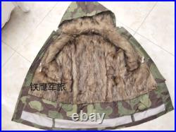 Repro Ww2 German Italian Camo M44 Jacket Rabbit Fur Winter Parka Great Coat S