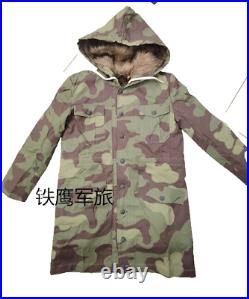 Repro Ww2 German Italian Camo M44 Jacket Rabbit Fur Winter Parka Great Coat XXL