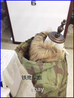 Repro Ww2 German Italian Camo M44 Jacket Rabbit Fur Winter Parka Great Coat XXL