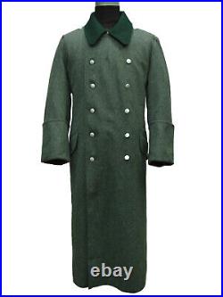 Repro Ww2 German M36 Field Grey Wool Greatcoat Trench Silver Buckle Coat Size L