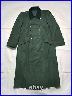 Repro Ww2 German M36 Field Grey Wool Greatcoat Trench Silver Buckle Coat Size L