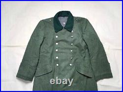 Repro Ww2 German M36 Field Grey Wool Greatcoat Trench Silver Buckle Coat Size L
