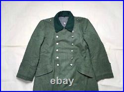 Repro Ww2 German M36 Field Grey Wool Greatcoat Trench Silver Buckle Coat Size XL