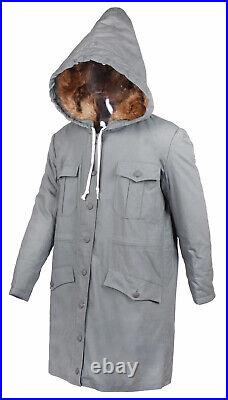 Repro Ww2 German M43 Mouse Grey Jacket Rabbit Fur Winter Parka Great Coat XL