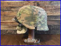Repro Wwii German Combat Helmet With Cover Weathered And Distressed Size 68