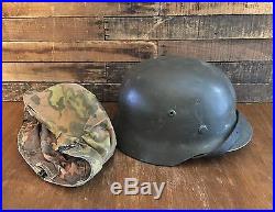 Repro Wwii German Combat Helmet With Cover Weathered And Distressed Size 68