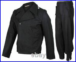 Repro Wwii German Elite Panzer Black Wool Jacket Trousers Suit Size S