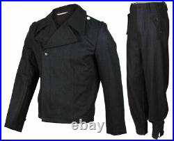 Repro Wwii German Elite Panzer Black Wool Jacket Trousers Suit Size XXXL