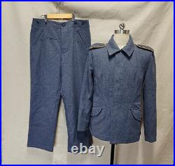 Reproduction Cosplay Ww2 German Blue Wool Tunic & Trousers Suit Size XXXL