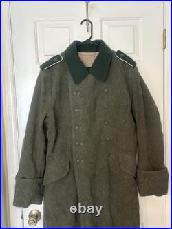 Reproduction M37 WWII German Infantry Greatcoat Size 44 Hessen Antique