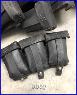 Reproduction WWII Period Black G98 Mauser Ammo Pouches Large lot of 38 pieces
