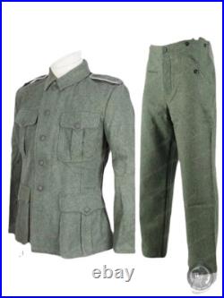 Reproductions GERMAN EM M40 FIELD GREY GREEN WOOL TUNIC TROUSERS SUIT SIZE L