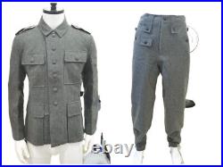 Reproductions GERMAN M43 EM GRAY GREEN WOOL FIELD TUNIC TROUSERS SUIT SIZE M