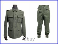 Reproductions GERMAN M43 EM GRAY GREEN WOOL FIELD TUNIC TROUSERS SUIT SIZE M
