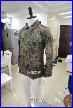 Reproductions GERMAN M43 LINEN HBT DOT 44 PEA CAMO TUNIC TROUSERS SUIT SIZE S