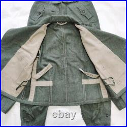 Reproductions GERMAN WH SUIT FIELD GREY GREEN WOOL PANZER JACKET &TROUSERS XXL
