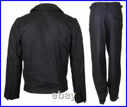 Retro Ww2 German Elite Panzer Black Wool Wrap Jacket & Trousers, Size S
