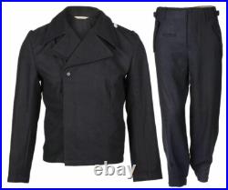 Retro Ww2 German Elite Panzer Black Wool Wrap Jacket & Trousers, Size XL