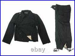 Retro Ww2 German Wh Panzer Black Wool Wrap Tunic & Trousers, Size S