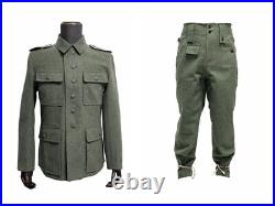 SIZE L, Cosplay WH GERMAN M1943 M43 EM GRAY GREEN WOOL FIELD TUNIC TROUSERS