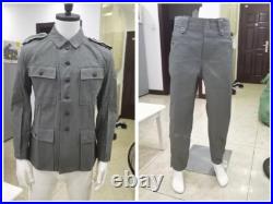 SIZE L Cosplay WORLD WAR 2 GERMAN HBT CANVAS M1943 FIELD TUNIC TROUSERS SET