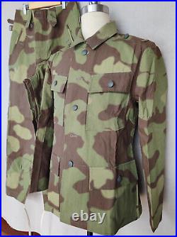 SIZE L GERMAN ARMY ITALIAN CAMO M43 FIELD TUNIC AND TROUSERS -WW2 Replica