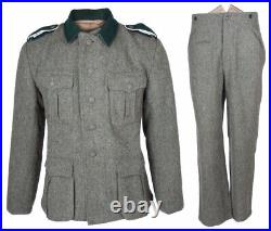 SIZE L GERMAN M36 EM GRAY GREEN WOOL FIELD TUNIC & TROUSERS suit