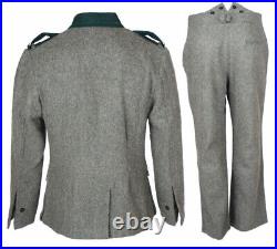SIZE L GERMAN M36 EM GRAY GREEN WOOL FIELD TUNIC & TROUSERS suit