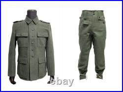SIZE M, Cosplay WH GERMAN M1943 M43 EM GRAY GREEN WOOL FIELD TUNIC TROUSERS