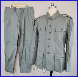 SIZE S GERMAN WH EM HBT GREY COTTON M43 FIELD TUNIC &TROUSERS -WW2 Replica