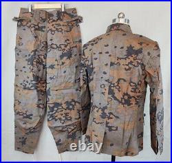 SIZE XXL GERMAN EM AUTUMN OAK CAMO M43 FIELD TUNIC & TROUSERS -WW2 Replica