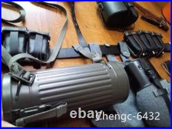 STOCK Replica WWII German Army 98 Leather Equip Kettle Mask Jar Belt Set Prop