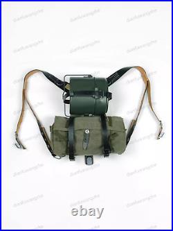 Set Ww2 German Infantry Leather Y Strap & A-frame Load Canteen &canvas Carry Bag