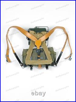 Set Ww2 German Infantry Leather Y Strap & A-frame Load Canteen &canvas Carry Bag