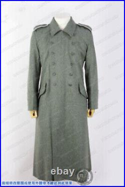 Size L German Army M40 Field Grey Green Wool Greatcoat Trench Coat Wwii Repro