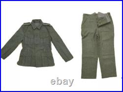 Size L, World War II German M1940 Em Gray Green Wool Field Tunic + Trousers