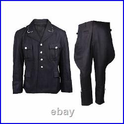 Size L Ww2 German Elite M32 Black Wool Tunic & Breeches Classical Repro