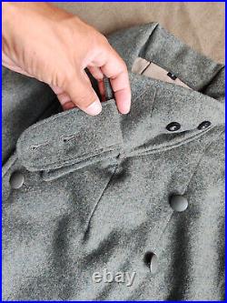 Size M, German M40 Wool Great Trench Over Heer Army Field Green Coat Repro