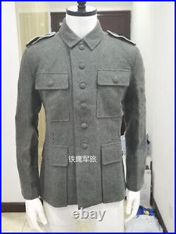 Size M Wwii German M1943 M43 Em Gray Green Wool Field Tunic & Pants Set