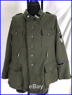 VTG WW2 German M43 Field Jacket Grey Wool Tunic Repro Reenactment Large